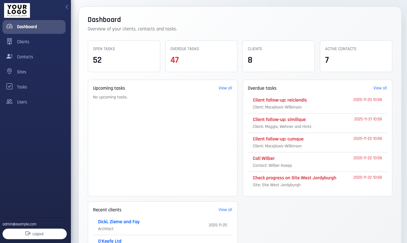 Plant Inspector Office CRM screenshot